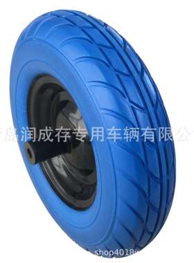 工厂直供16寸PU蓝色聚氨酯发泡轮16x400-8手推车轮胎工具车轮胎