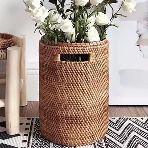 越南藤编圆形方形圆形带盖画筒脏衣篮储物箱家居收纳整理工厂