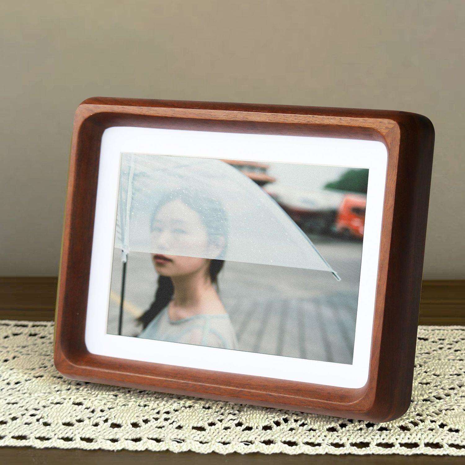 实木榫卯相框原木复古摆台挂墙两用6/7/8/10寸画框厂家厂