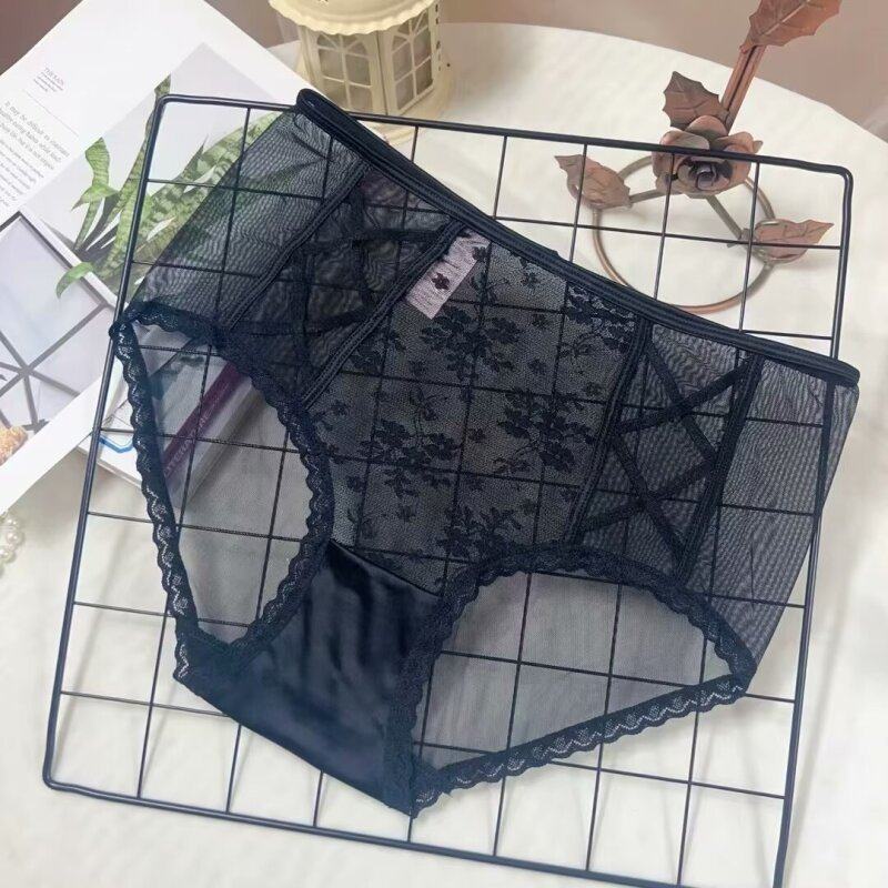 交叉带提花网纱性感三角裤 大版中高腰缎面蕾丝花边少女内裤 厂家,女士内衣/男士内衣/家居服,女三角裤,淘宝优惠券,粉丝福利购,淘宝优惠卷