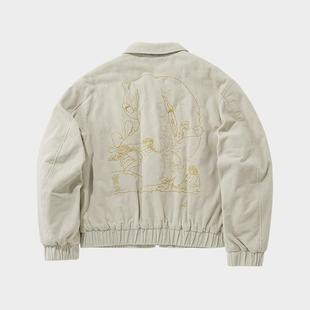 Amicus Animae 韩国定织猎户米线条画刺绣灯芯绒棉服夹克