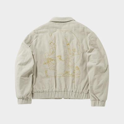 现货灯芯绒刺绣夹克男女同款宽松