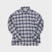 定织定染洗水做旧蓝白格纹法兰绒衬衫 Amicus Animae 外套