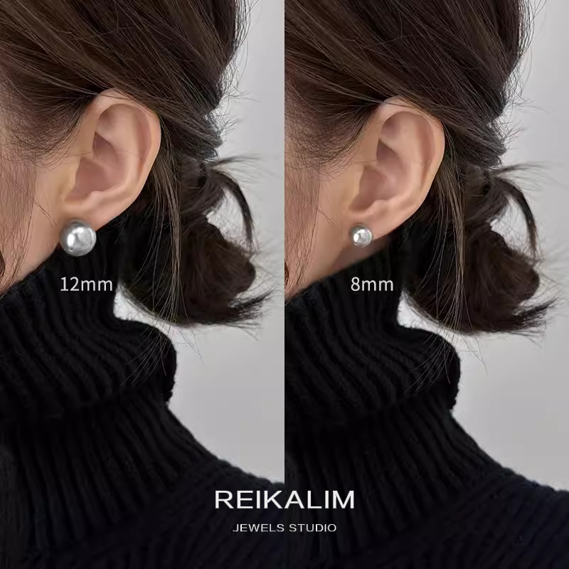 925纯银大珍珠耳钉蚊香盘耳夹女