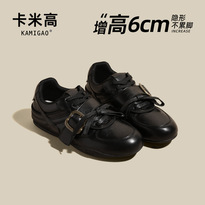 6cm内增高德训鞋黑色厚底休闲鞋