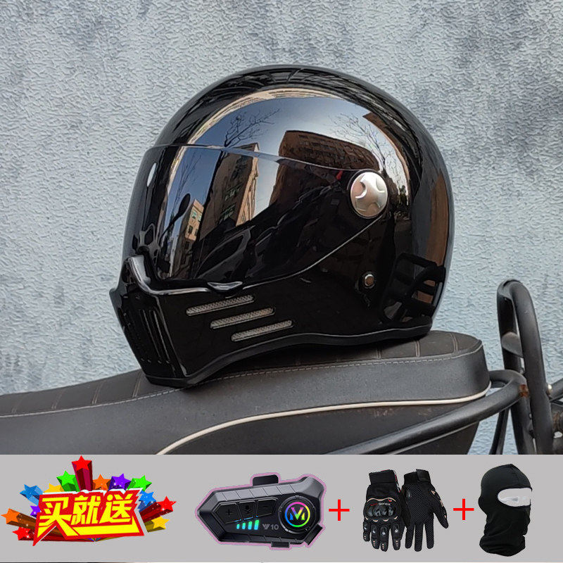 日本SHOEI摩托车复古头盔男女蓝牙全盔重机车幽灵骷髅骑士3C