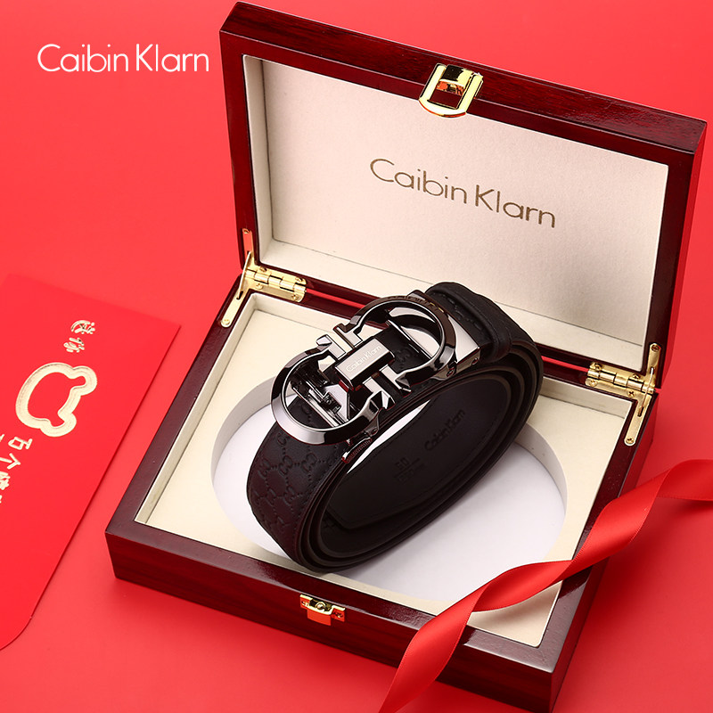 Caibin Klarn高档男士皮带真皮商务青年腰带男2026新款裤带男正品