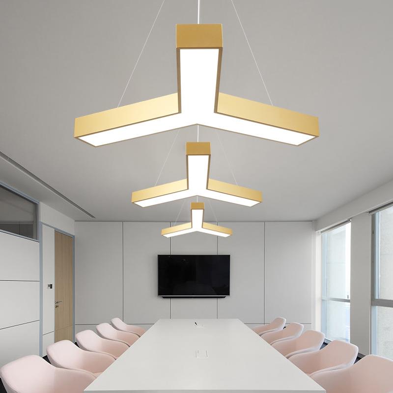 Y形创意写字楼网红LED金色商场超市办公室大厅造型个性字母大吊灯