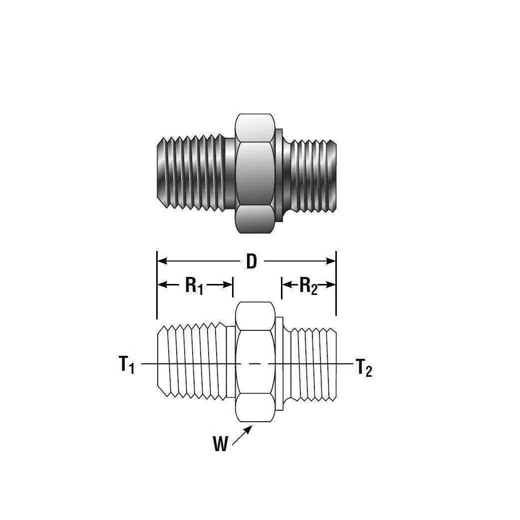 Parker仪器仪表ISO转换接头-NPT转BSPP外螺纹六角接头 4-4R MHN-B