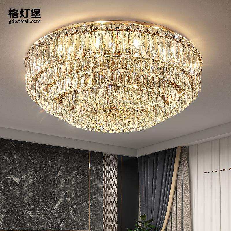 客厅主灯水晶吸顶灯现代简约高端大气餐厅卧室灯2024新款中山灯具
