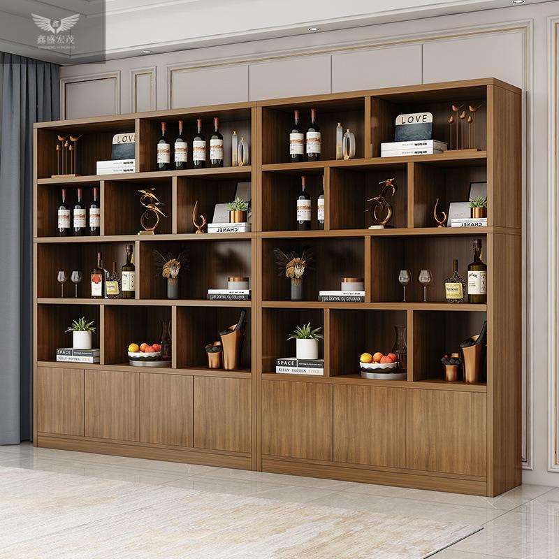 现代简约书架储物柜客厅陈列玄关柜实木酒柜展示柜隔断靠墙置物架