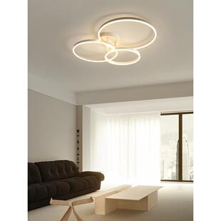 客厅吸顶灯简约灯具三个圈吊灯后现代大厅圈圈灯极简客厅白色主灯