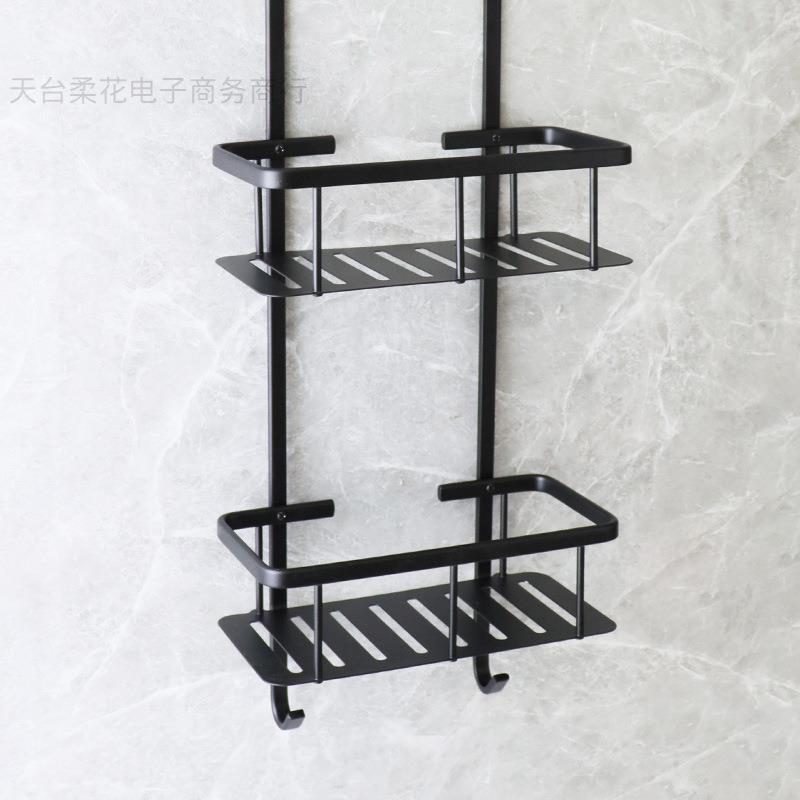 浴室置物架淋浴房挂架免打孔卫生收纳架门后双层挂篮收纳挂篮