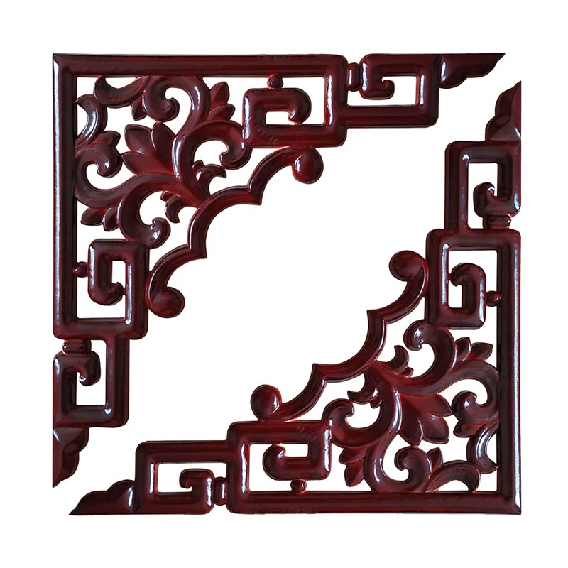 东阳木雕花欧式角花中式仿古装修实木线条吊顶枪角镂空贴花格梁托