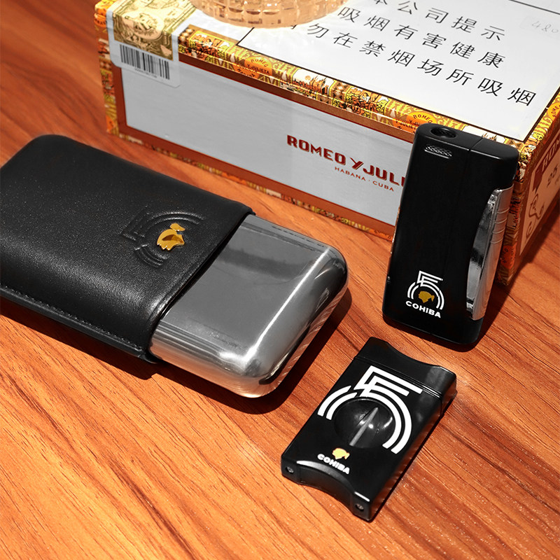 雪茄三件工具套装锋利雪茄剪刀