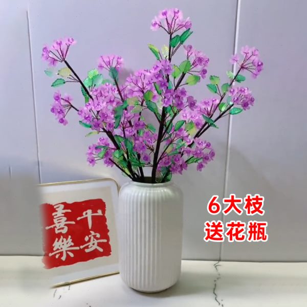 diy手工放客厅花瓣新款薇6枝紫六大树摆串珠花花束包diy材料