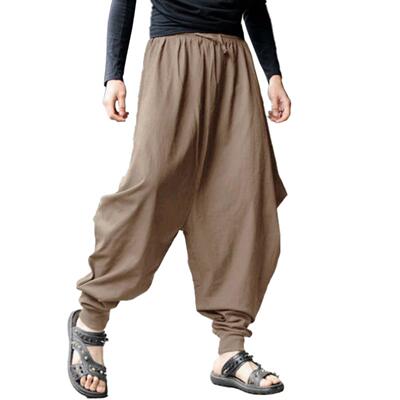 Men Harem Pants Cotton Linen Loose Baggy Trouser Gypsy Pants