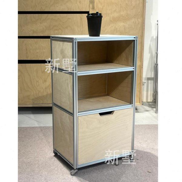 北欧简约柜板咖啡工业风书柜洋海咖啡铝型材小型收纳柜餐边柜店