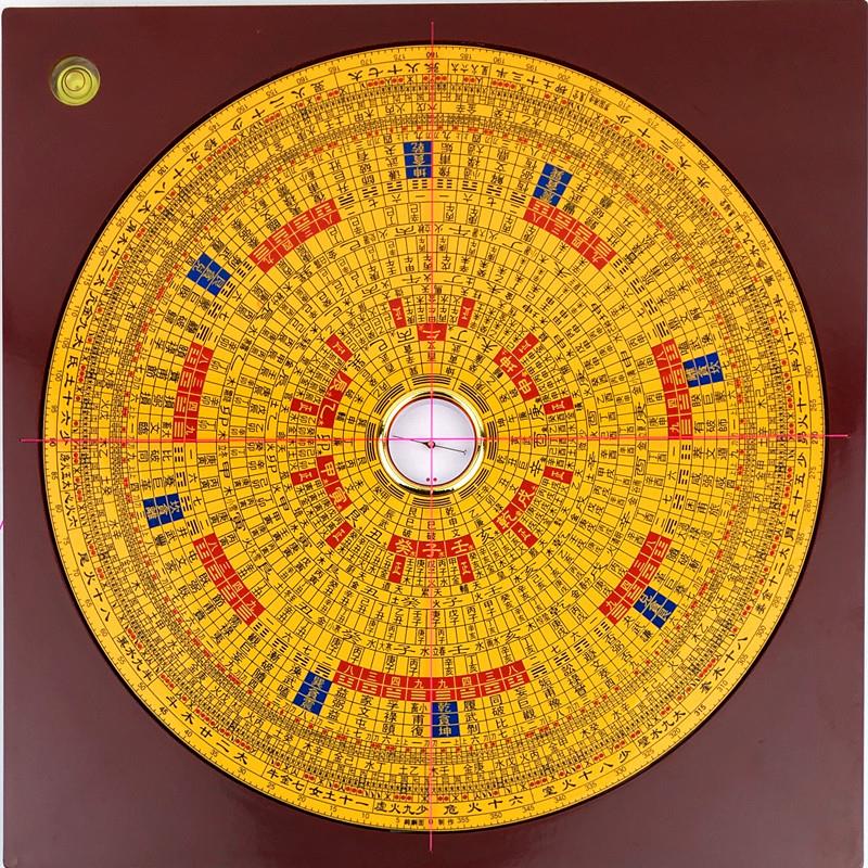 正品集福堂9寸三元三合综合罗盘经仪专业纯铜指南针高精桌面摆件