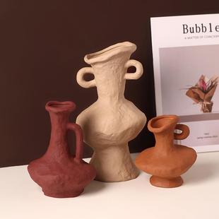 饰品家居干插花 侘寂风美拉德景德镇陶瓷花瓶摆件民宿网红复古软装