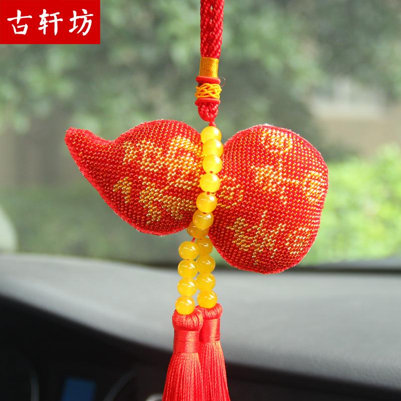 高档汽车挂件纯手工十字绣成品葫芦车内装饰品吊坠保平安符挂饰红