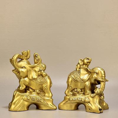 纯铜象摆件一对吸水大象客厅酒柜家居乔迁办公室店铺装饰工艺礼品