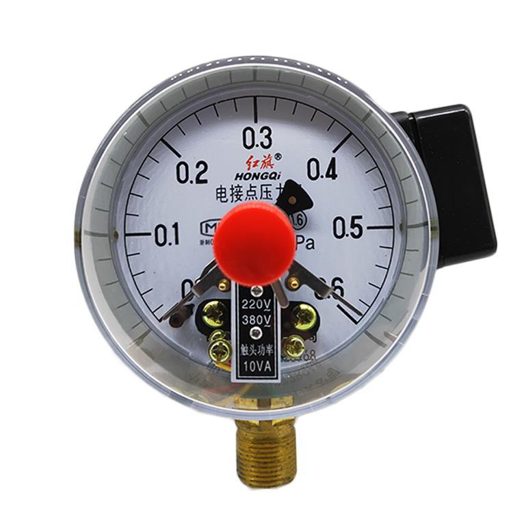 红旗牌YX-100直接式电接点压力表 控制表真空表0-0.6 1 1.6 40MPA
