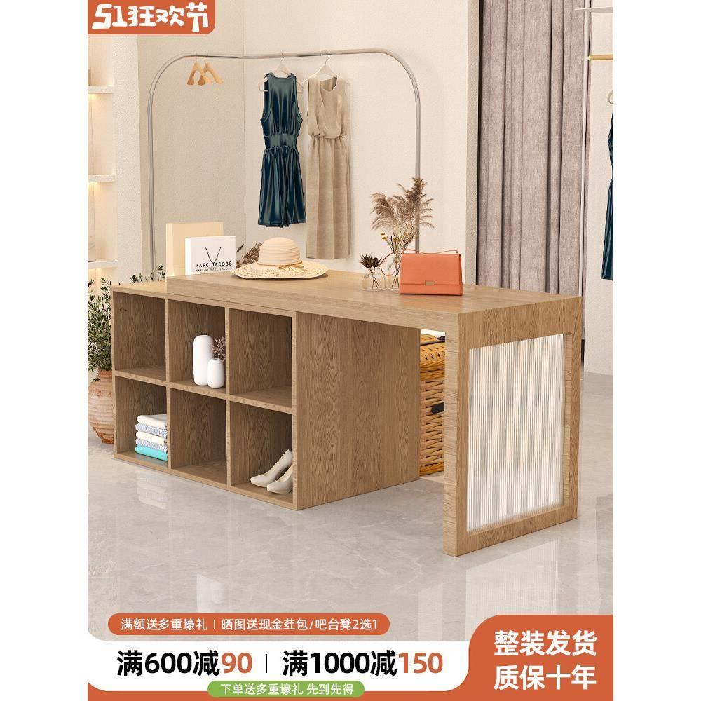 服装店收银台前台小型店铺中岛流水台烤漆展示柜陈列架可伸缩吧台