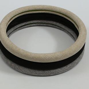 夏季亚麻方向盘套素色纯色环保布艺防滑D字形把套包邮吸汗硅胶