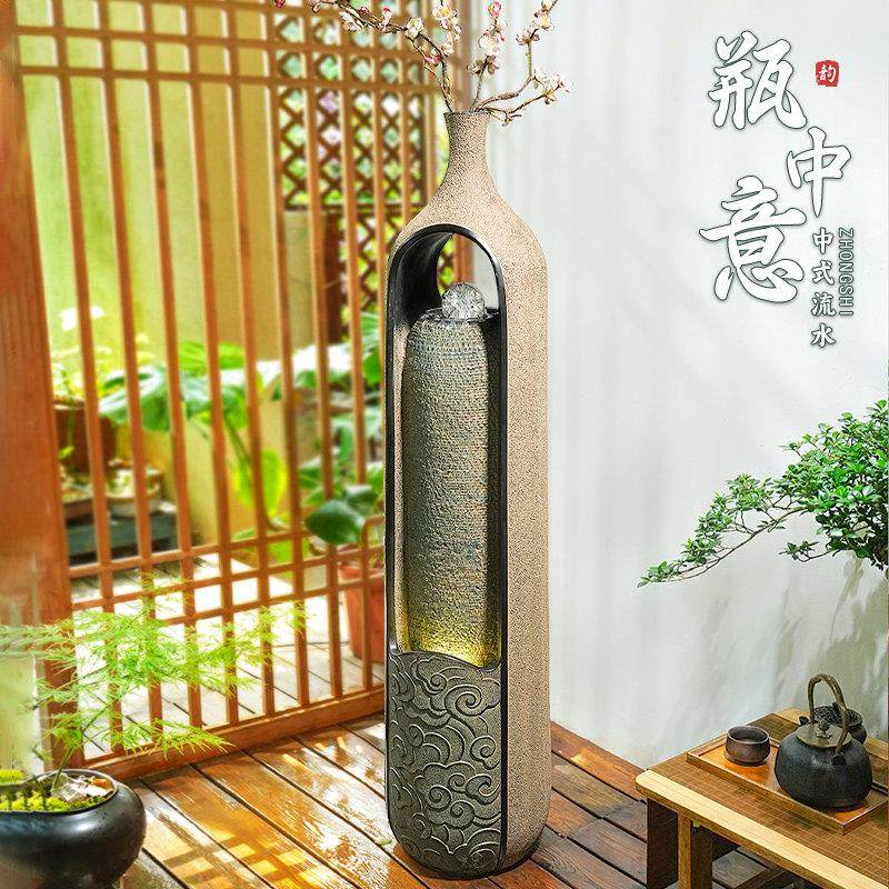 新中式流水生财水晶球流水摆件循环水喷泉客厅电视柜旁边落地摆件