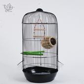 虎皮玄凤Q文鸟牡丹牧师珍珠 细高黑色圆笼 鹦鹉笼鸟笼子 欧式