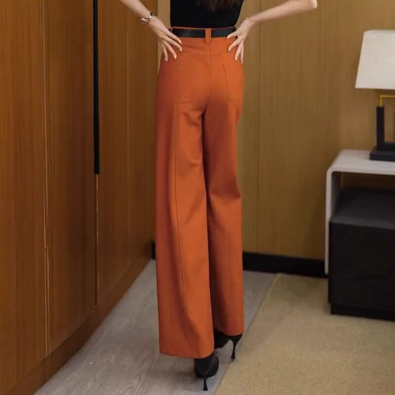 高档西装阔腿裤女夏季薄款长裤梨型身材显瘦时尚垂顺柔软直筒裤子