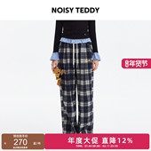 复古风女士宽松休闲加绒长裤 NOISY TEDDY25年秋冬新款 可爱立体熊