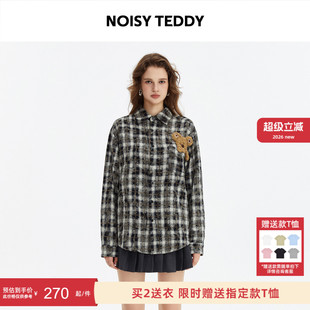 新款 26年春季 TEDDY男女同款 宽松休闲 复古格子长袖 衬衫 经典 NOISY