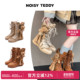 TEDDY25年秋冬新款 可爱立体熊装 饰女鞋 NOISY 直筒休闲靴时尚 百搭