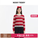 TEDDY25年秋季 修身 新款 潮流条纹女士圆领长袖 NOISY 毛衫 时尚 开衫