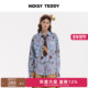 TEDDY26春季 新款 格纹领带熊童趣印花女士长袖 NOISY 衬衫 宽松百搭