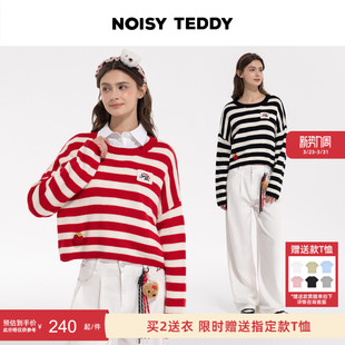 TEDDY26年春季 毛衫 新款 条纹女士圆领套头长袖 休闲百搭 时尚 NOISY
