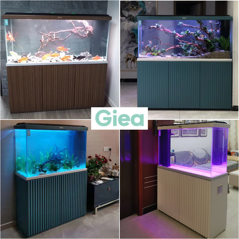 高逸超白玻璃大型鱼缸水族箱客厅家用底滤屏风隔断办公室风水招财