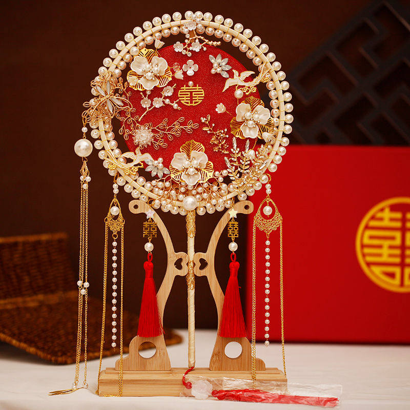 高级感diy婚礼中式遮面扇图片
