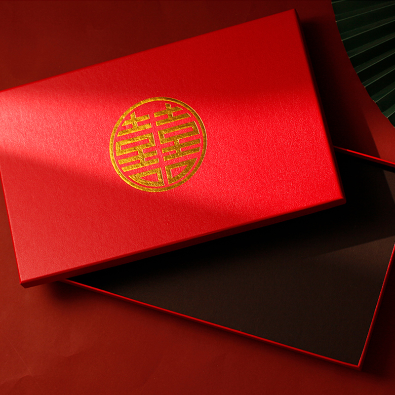 礼盒送礼包装盒高端 喜扇中式团扇盒子 新娘送礼礼品盒手提袋套装