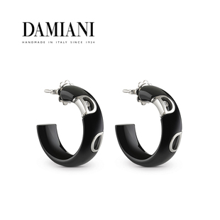 DAMIANI玳美雅官方 D系列18K白金18K玫瑰金陶瓷钻石镶嵌耳环 经典