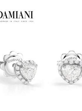 【新年礼物】DAMIANI玳美雅 挚爱系列18K白金钻石耳钉心形耳饰女