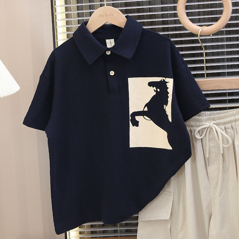 左西风云儿童装男童夏装T恤短袖polo衫2026新款纯棉中大童上衣夏