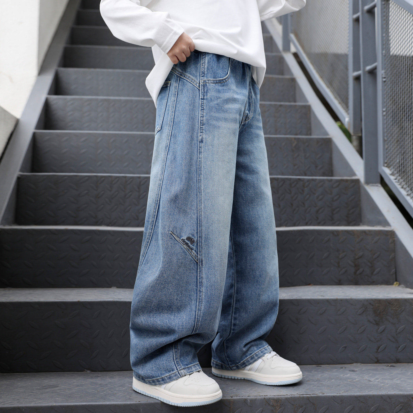 左西风云儿童装男童春秋款牛仔裤子2026新款春装春季休闲中大童男