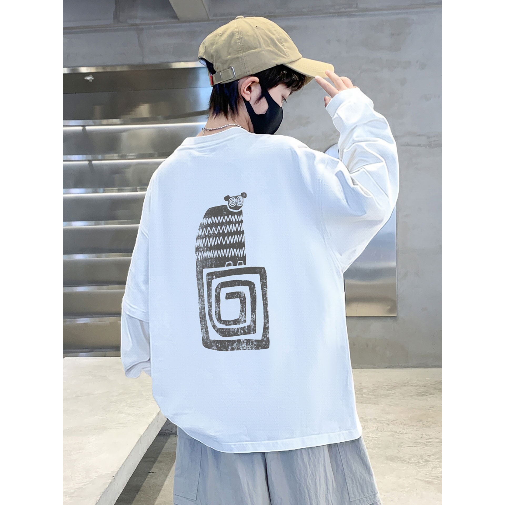 左西风云儿童男童春秋款长袖白色T恤2026新款春装纯棉打底衫体恤