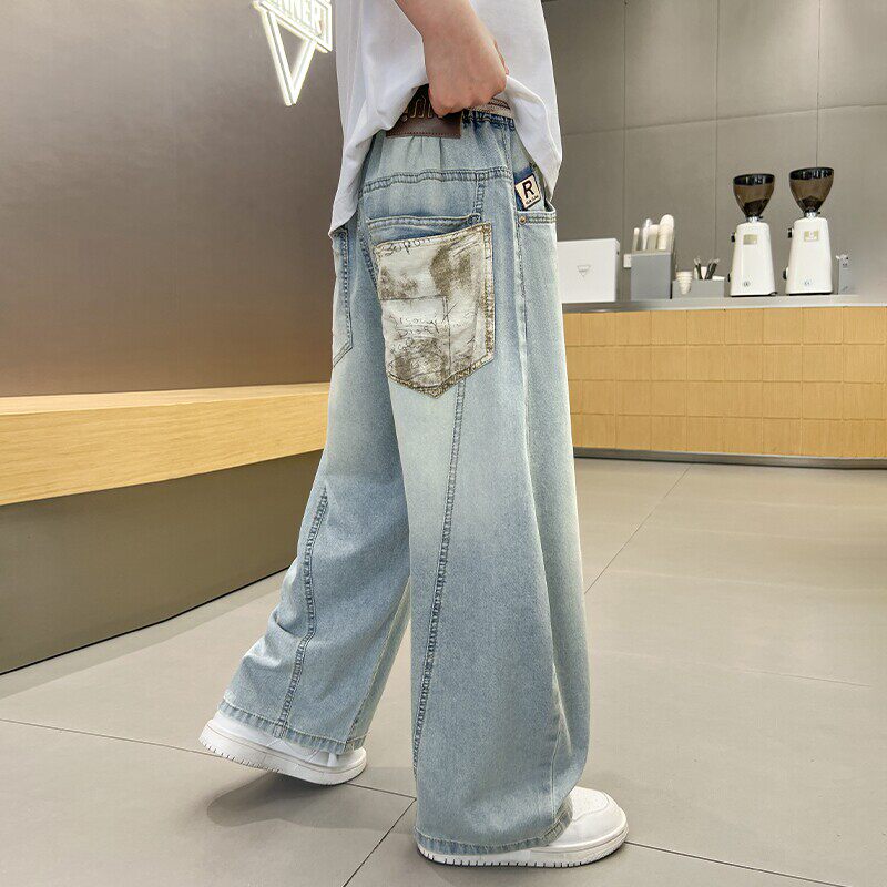 左西风云儿童装男童夏装裤子防蚊裤2026新款夏季中大童牛仔夏款薄