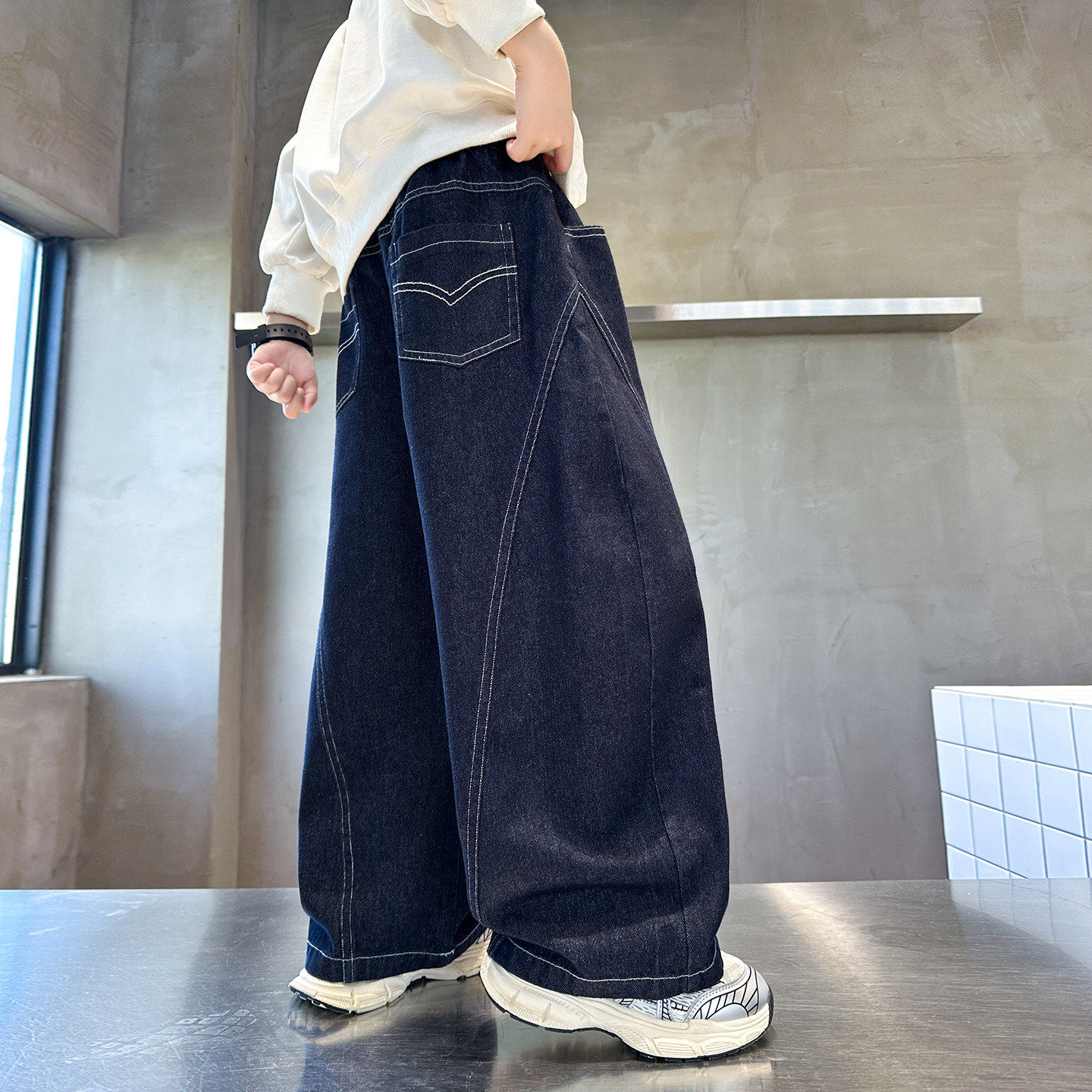 左西风云儿童套装男童春秋款牛仔裤子2026新款春季男孩中大童春装