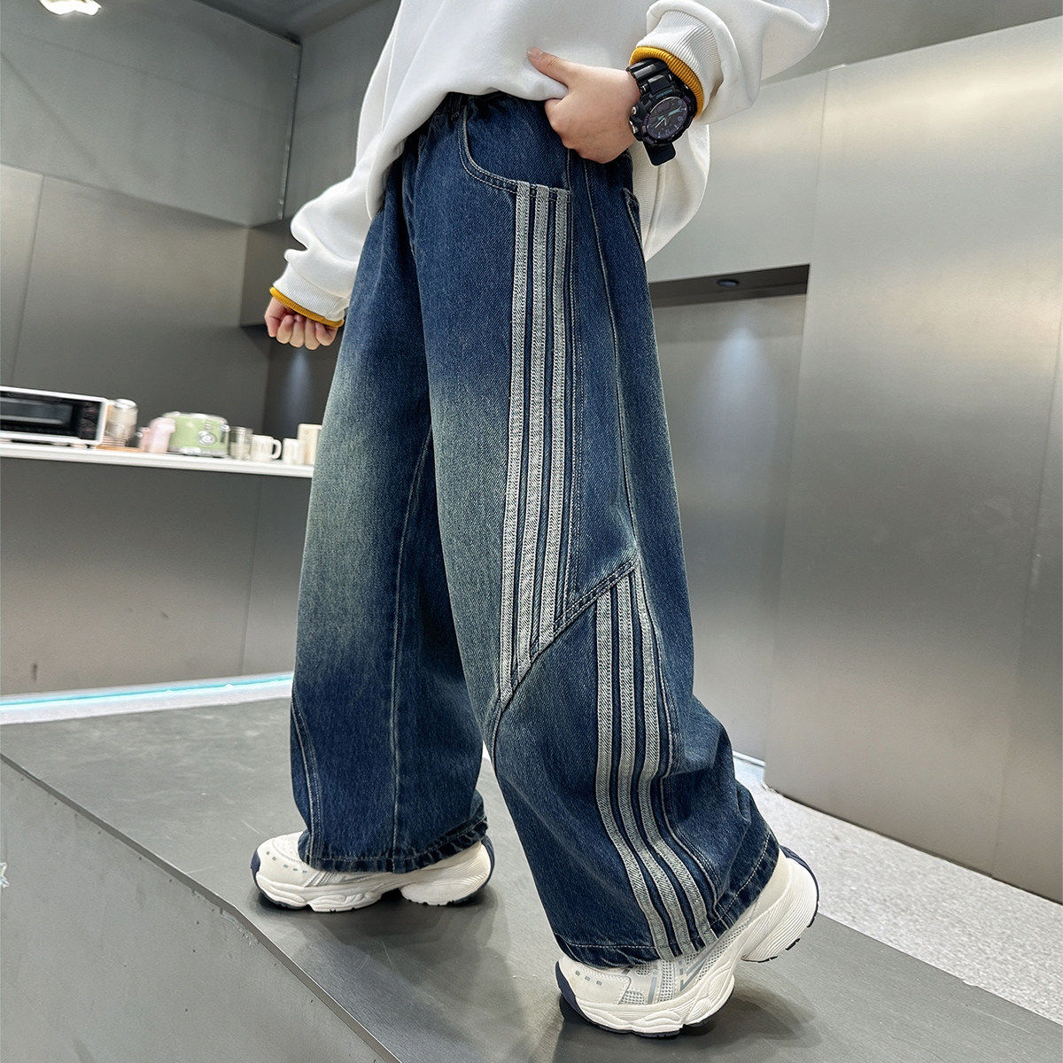 左西风云儿童套装男童春秋款牛仔裤子2026新款男孩春装春季休闲中