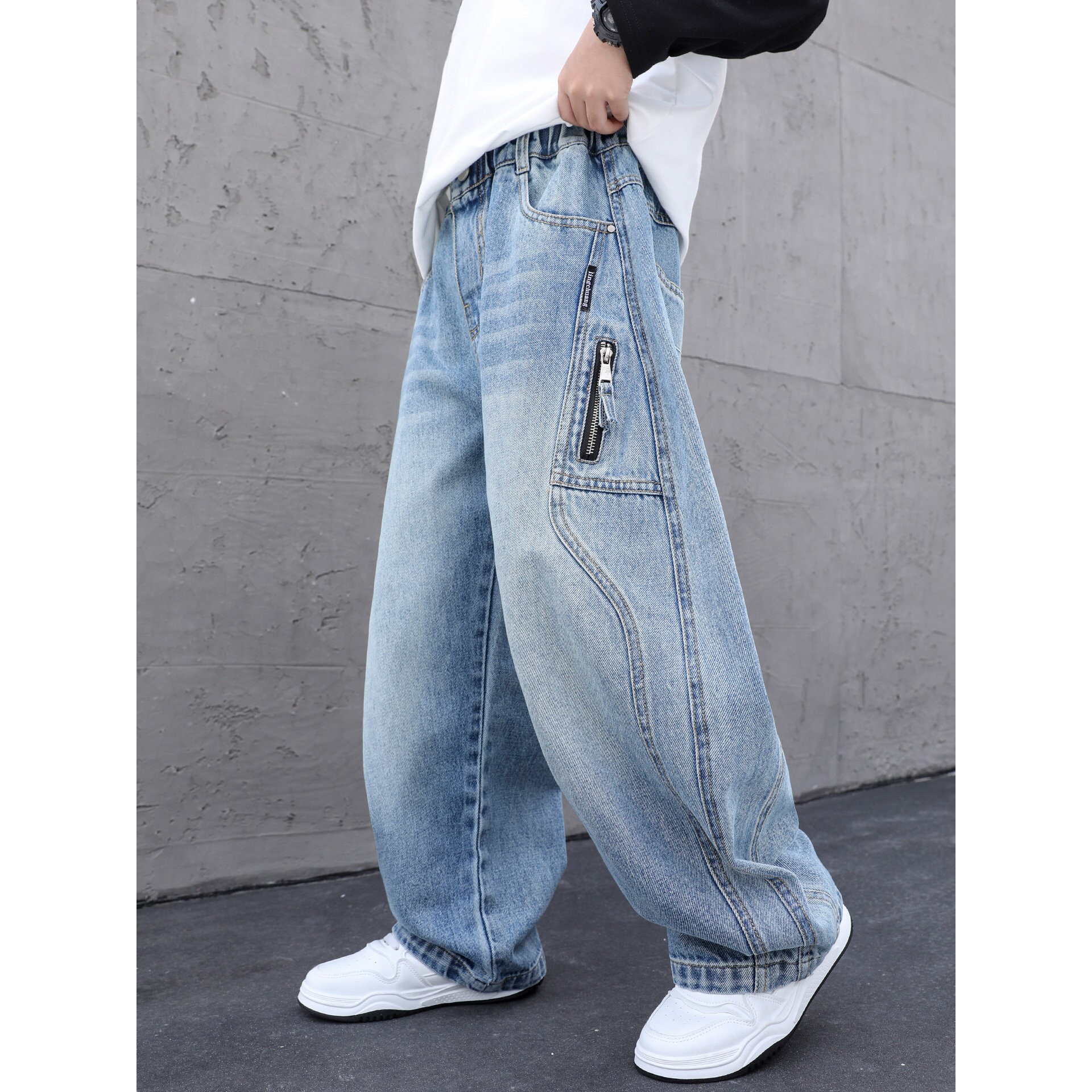 左西风云儿童装男童春秋款牛仔裤子2026新款春装休闲中大童男孩春